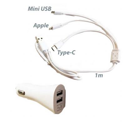 Telefontlt 2-es USB tlt M-USB, Apple, Type-C 12V 2.1A, AE-WF132-1 Tartozkok alkatrsz vsrls, rak